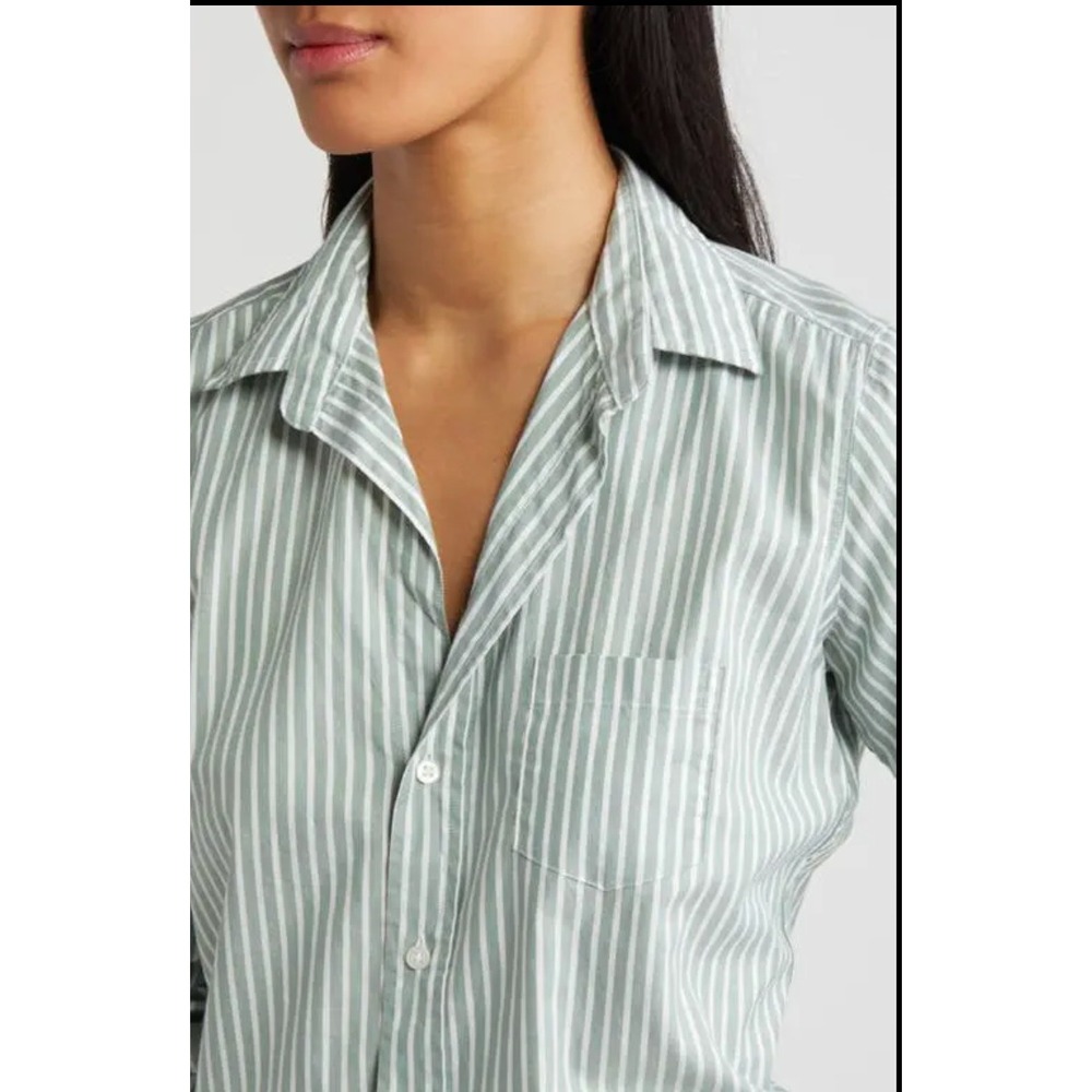 Frank & Eileen Barry Stripe Tailored Green White Button Down Shirt Cotton SZ XS - Picture 2 of 11